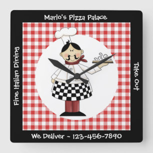 Italiaanse Chef Vierkante Klok