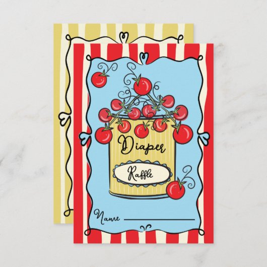 Italiaanse Cherry Tomato Luier Raffle Kaart (Voorkant / Achterkant)
