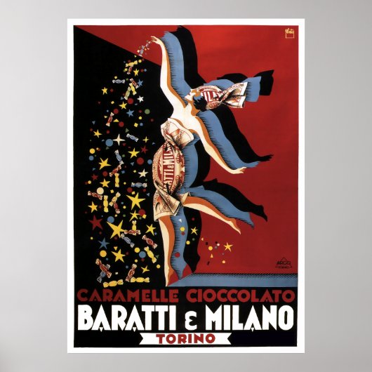 ITALIAANSE CHOCOLATE BARATTI & MILANO c. 1920 Poster (Voorkant)