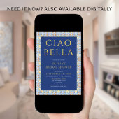 Italiaanse Ciao Bella Blauwe Bruiloftsdouche Kaart