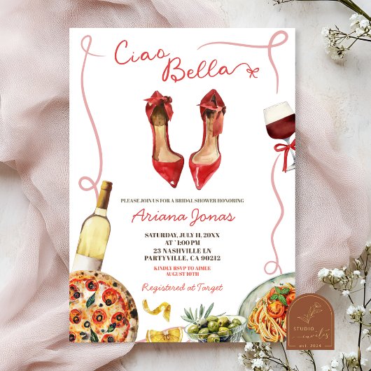 Italiaanse Ciao Bella Bruiloftsborrel Kaart