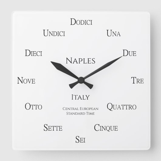 Italiaanse cijfers Aangepaste tijdzones in de stad Vierkante Klok (Voorkant)