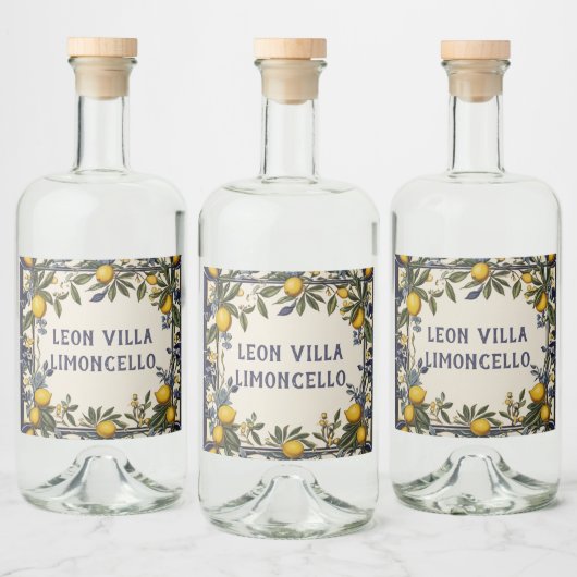 Italiaanse citroen aangepaste naam citroenolie of  likeurfles etiket (Flessen)