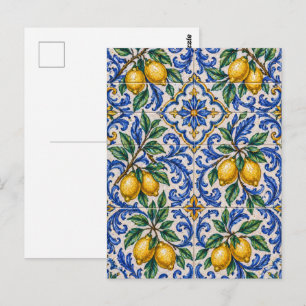 Italiaanse citroen azulejo-tegel briefkaart