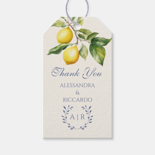 Italiaanse citroen bedankt tags cadeaulabel (Voorkant)