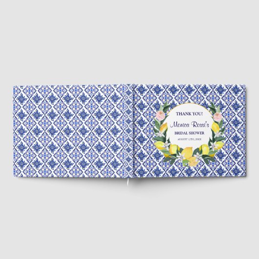 Italiaanse citroen blauwe tegels bruidsfeest bedan gastenboek (Volledig)