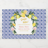 Italiaanse citroen blauwe tegels Dank je wel Bruid Likeurfles Etiket (Enkel label)