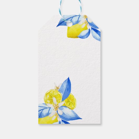 Italiaanse citroen bloemige bruidsdouche  cadeaulabel (Achterkant)