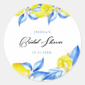 Italiaanse citroen bloemige bruidsshower ronde sticker (Voorkant)
