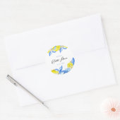 Italiaanse citroen bloemige bruidsshower  ronde sticker (Envelop)