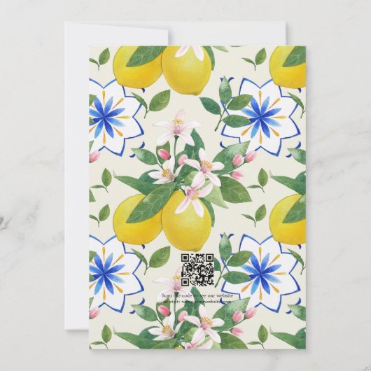 Italiaanse citroen botanische trouwfoto QR-code Save The Date (Achterkant)