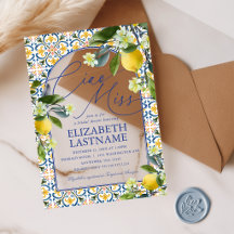 Italiaanse citroen bruidsfeest acryl uitnodigingen