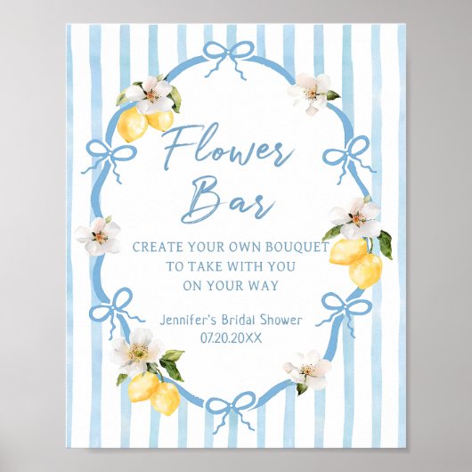 Italiaanse citroen bruidsfeest bloem bar poster (Voorkant)