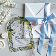 Italiaanse citroen bruidsuitnodiging van acryl