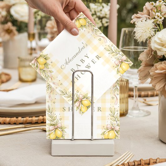 Italiaanse citroen geruite babyshower servet
