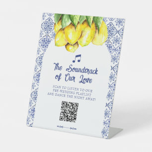 Italiaanse citroen huwelijksplaylist QR Mediterraa Reclamebord Met Voetstuk