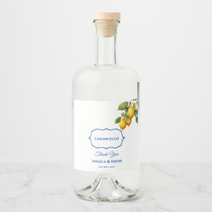 Italiaanse citroen limoncello bruiloft likeurfles etiket