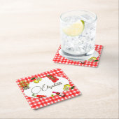 Italiaanse citroen Mediterraan rood wit patroon Kartonnen Onderzetters (Insitu)