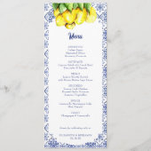 Italiaanse citroen trouwmenu Mediterraan blauwe te Menu (Voorkant)
