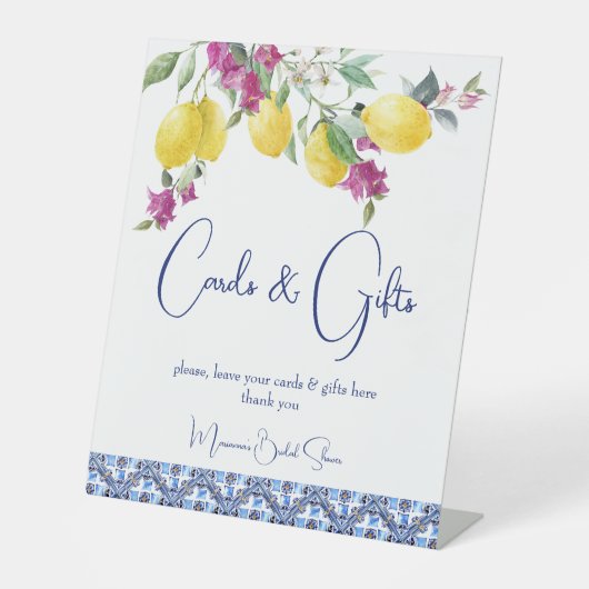  italiaanse citroenen bougainvillea cadeaubordje reclamebord met voetstuk (Voorkant)