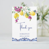 Italiaanse citroenen bougainvillea citrus bruidsme bedankkaart (Staand voorkant)