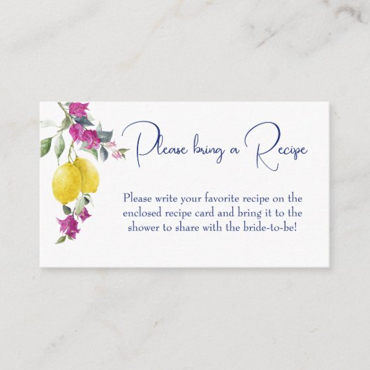 Italiaanse citroenen bougainvillea citrus recept k informatiekaartje (Voorkant)