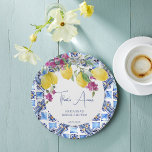 Italiaanse citroenen bougainvillea citrus vrijgeze papieren bordje<br><div class="desc">Dat is een meer italiaanse citroenen bougainvillea mediterrane citrus lente zomer vrijgezellenfeest gepersonaliseerd monogram bedrukt papier borden,  gepersonaliseerde tafel decor</div>