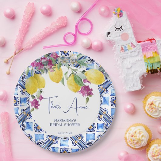 Italiaanse citroenen bougainvillea citrus vrijgeze papieren bordje (Feest)