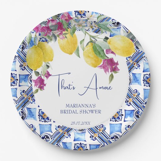 Italiaanse citroenen bougainvillea citrus vrijgeze papieren bordje (Voorkant)