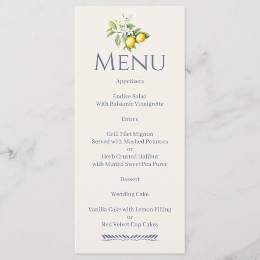 Italiaanse citroenen menu (Voorkant)