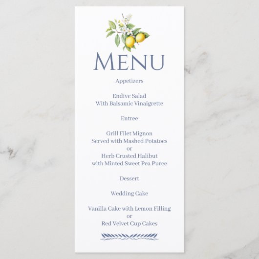 Italiaanse citroenen menu (Voorkant)