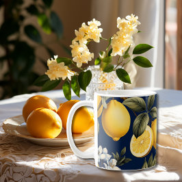 Italiaanse citroenen op marineblauw dessin koffiemok