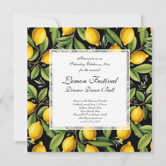 Italiaanse citroenen verjaardagsfeest of citrus fe kaart (Voorkant)