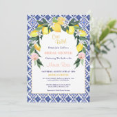 Italiaanse Citrus Blauwe Tegels Zomer Bruidsdouche Kaart (Staand voorkant)