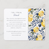 Italiaanse Citrus & Blue Azulejo Trouwinformatie Informatiekaartje (Voorkant)