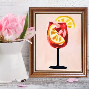 Italiaanse Cocktail Happy Hour Vintage Retro Abstr Foto Afdruk