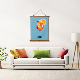 Italiaanse Cocktail Happy Hour Vintage Retro Abstr Hangend Wandkleed