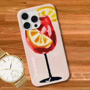 Italiaanse Cocktail Happy Hour Vintage Retro Abstr iPhone 15 Pro Max Case