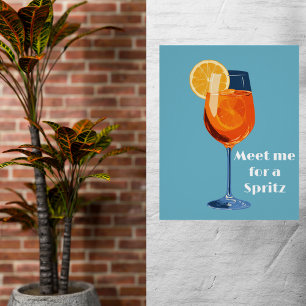 Italiaanse Cocktail Happy Hour Vintage Retro Abstr Perfect Poster