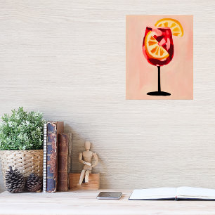 Italiaanse cocktail sinaasappel garnering aquarel  poster