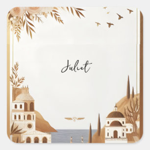 Italiaanse Coffee Sorrento Informele Bruidsdouche Vierkante Sticker