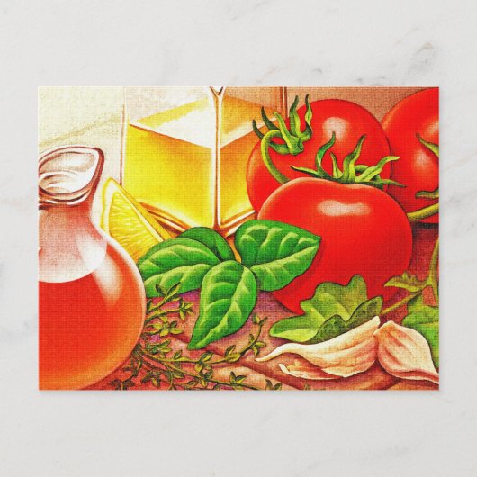 Italiaanse cokesvoedingsingrediënten Tomaten en Ba Briefkaart (Voorkant)