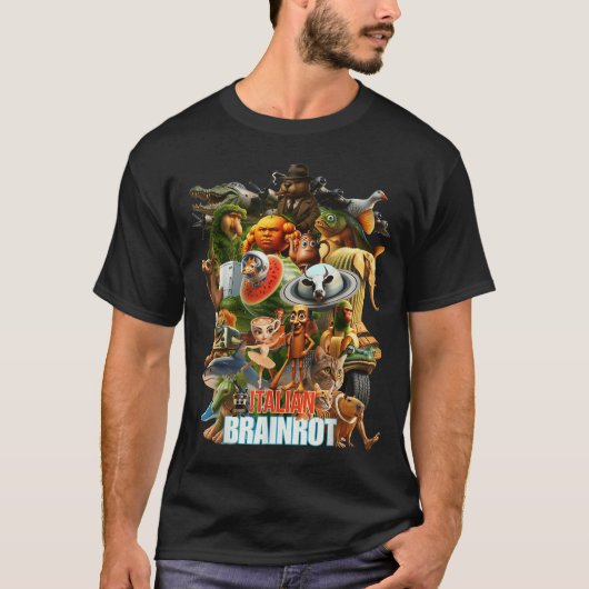Italiaanse collage van Brainrot Meme Chaos T-shirt (Voorkant)