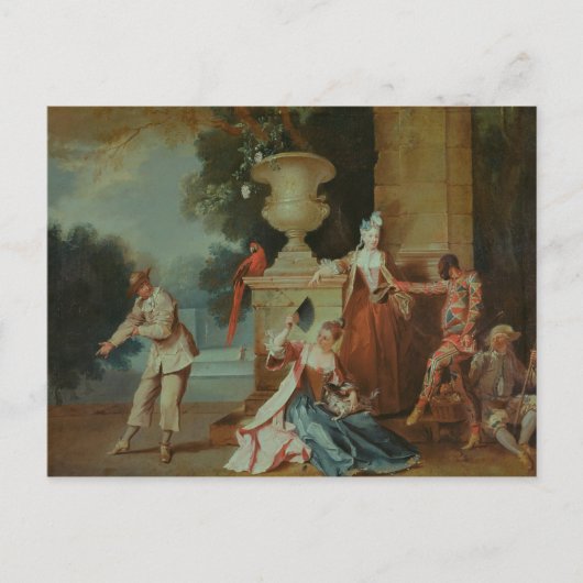 Italiaanse Comedians in a Park, c.1725 Briefkaart (Voorkant)