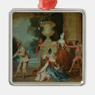 Italiaanse Comedians in a Park, c.1725 Metalen Ornament