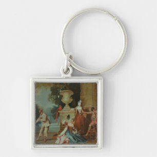 Italiaanse Comedians in a Park, c.1725 Sleutelhanger