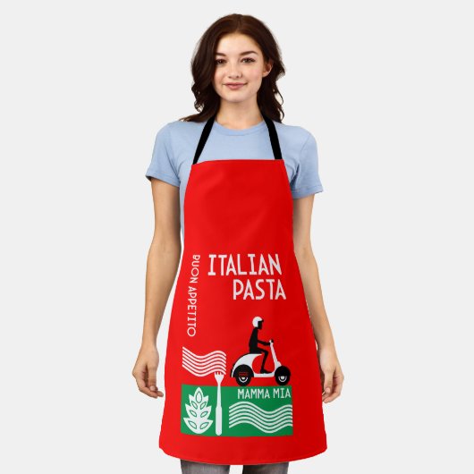 Italiaanse cook schort (Gedragen)