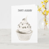 Italiaanse cupcake verjaardag / Tanti Auguri Kaart (Gele Bloem)