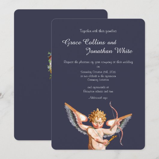 Italiaanse cupido kunst bruiloft uitnodiging (Voorkant / Achterkant)