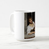 Italiaanse dame met een rode fan koffiemok (Voorkant links)